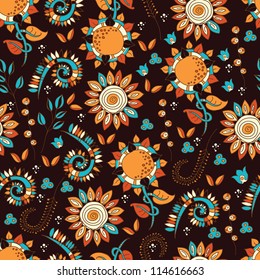Autumn seamless pattern with flowers for your design