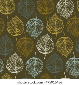 Autumn seamless pattern with forest leafs.