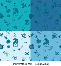 Autumn Seamless Pattern. Four Background in Different Colors. Vector