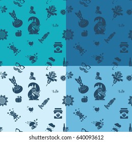 Autumn Seamless Pattern. Four Background in Different Colors. Vector