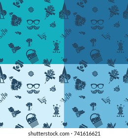 Autumn Seamless Pattern. Four Background in Different Colors. Vector