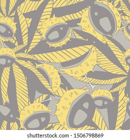 Autumn seamless pattern. The fruits of the chestnut. Vector graphics.