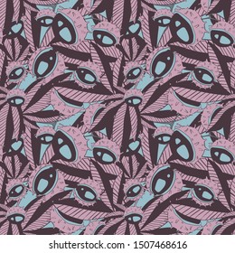 Autumn seamless pattern. The fruits of the chestnut. Vector graphics.