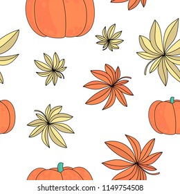 Autumn Seamless Pattern AUTUMN GIFTS Color Vector Illustration for Birthday and Party, Wall Decorations, Scrapbooking, Baby Book, Photo Albums and Card Print