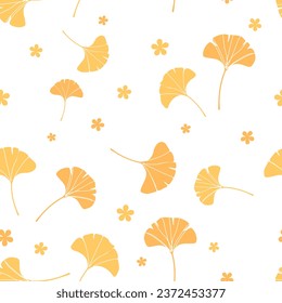 Autumn seamless pattern with ginkgo leaf on white background vector.