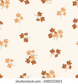 Patrón sin costuras de otoño con ginkgo o hojas o ramas. Motivos esparcidos al azar. Vector para la tela, envoltura, textil, Fondo de pantalla, tarjeta, fondo, regalo de papel, caja del teléfono.