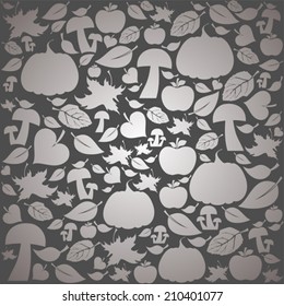 Autumn seamless pattern. Gray Background.  Vector Illustration