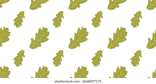 Padrão contínuo de outono com folhas verdes em estilo plano. Ilustração de vetor de queda para banners e postagens de mídia social