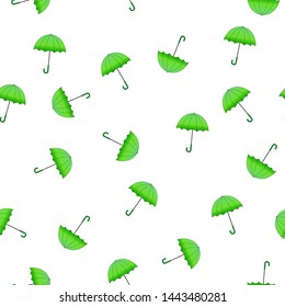 Autumn seamless pattern with green umbrella on white background. Vector illustration for fabric, textile, wallpaper, posters, gift wrapping paper, napkin, pajamas. Print for children, doodle style.