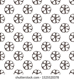 Autumn seamless pattern with hand drawn pumpkins on white background. Suitable for packaging, wrappers, fabric design.