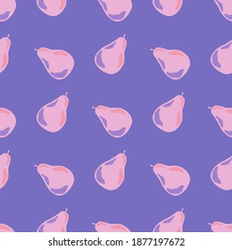 Autumn seamless pattern with hand drawn pink colored pearl ornament. Light purple background. Stock illustration. Vector design for textile, fabric, giftwrap, wallpapers.
