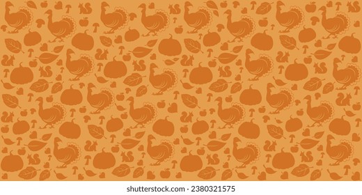 Patrón de Seamless Otoño. Feliz Día de Acción de Gracias. Ornamento de vacaciones con pájaro de Turquía. Bien para el diseño de tela textil, papel de envoltura, papel de pared de sitio web, textil, papel de pared y ropa. vector 