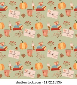 Autumn seamless pattern. Hello fall background. Editable vector illustration