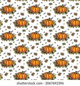 Autumn seamless pattern   holyday decor for Thanksgivin background. Vektor background