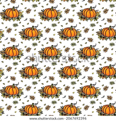 Autumn seamless pattern   holyday decor for Thanksgivin background. Vektor background