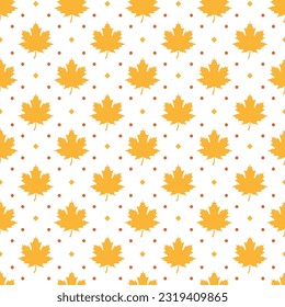 Autumn Seamless Pattern Illustration Element Panoramic of Maple Trees Fallen in Cartoon Template Hand Drawn