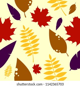 Autumn seamless pattern. autumn leaf background. vector Illustration 