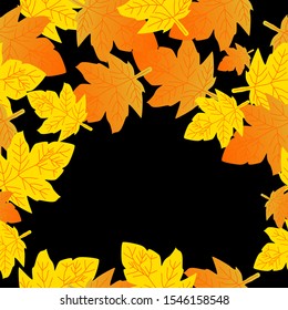 Autumn seamless pattern with leaf. autumn leaf background. Cute backdrop. Leaf fall. Colorful leaves. Dark Background. Autumn Flowers Background. Seamless Pattern With Floral Motifs