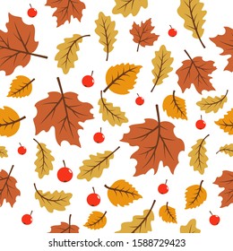 Autumn seamless pattern with leaf, autumn leaf background