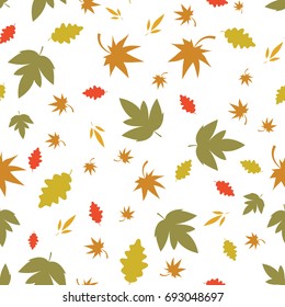 Autumn seamless pattern with leaf, autumn leaf background. Abstract leaf texture. Cute backdrop. Leaf fall. Colorful leaves. Autumn background. The elegant the template for fashion prints. Vector.