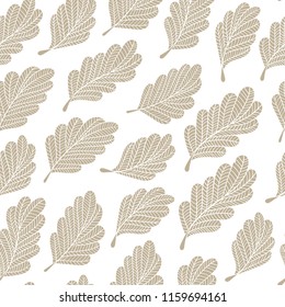 Autumn seamless pattern with leaf. White background.