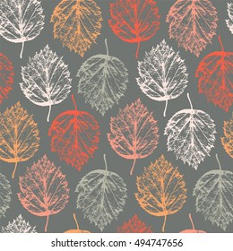 Autumn seamless pattern with leafs hawthorn.