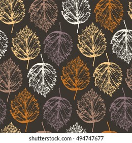 Autumn seamless pattern with leafs hawthorn.