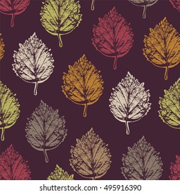 Autumn seamless pattern with leafs hawthorn.