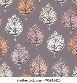 Autumn seamless pattern with leafs hawthorn.