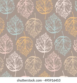Autumn seamless pattern with leafs hawthorn.