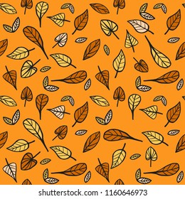 Autumn seamless pattern with leaves