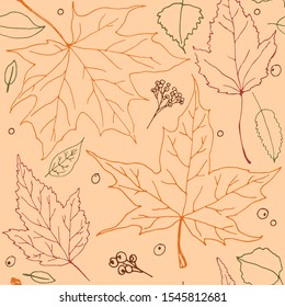 Autumn seamless pattern with leaves