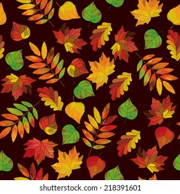 Autumn seamless pattern with leaves