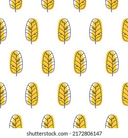 Autumn seamless pattern with leaves. Abstract yellow flower seamless pattern
