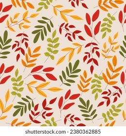 Patrón ininterrumpido de otoño con ramas de hojas. Fondo botánico de otoño. Ilustración del vector