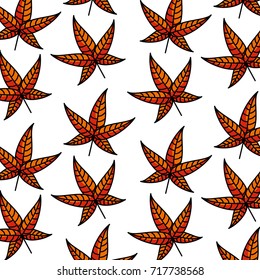 autumn seamless pattern with leaves branches and berries natural