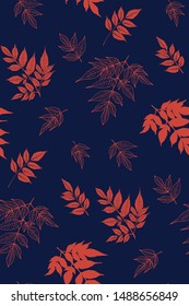 Autumn seamless pattern with leaves. Colourful Vector background hand drawn. Textile print, wrapping ,wallpaper.