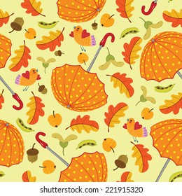 Autumn seamless pattern with leaves. Golden Autumn. Vector pattern.