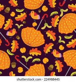 Autumn seamless pattern with leaves. Golden Autumn. Vector pattern.