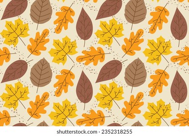 Herbstnahtloses Muster mit Blättern, ideal zum Umwickeln, Textilien, Tapeten, Grußkarte - Vektorgrafik