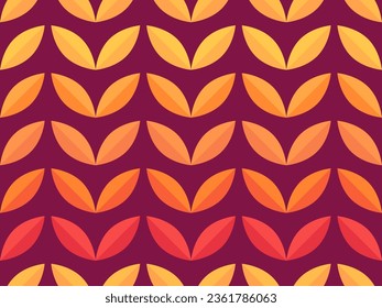 Autumn seamless pattern with leaves in a minimalist style. Composition of autumn leaves yellow, orange, red. Leaf fall. Design for printing on fabric, paper, posters and banners. Vector illustration