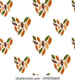Autumn seamless pattern with leaves. Modern fall seasonal decor. Endless background for fabric, textile, kids design. Hand drawn vector illustration.