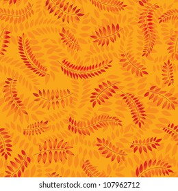 autumn seamless pattern with leaves on yellow background. Floral seamless background.
