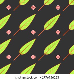 Autumn seamless pattern, Autumn leaves on a dark background, Abstract leaf texture.	