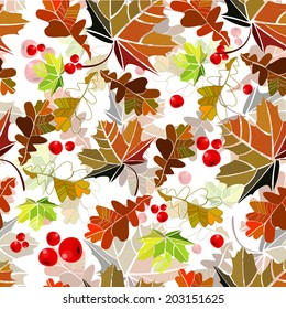 Autumn seamless pattern with leaves. Vector