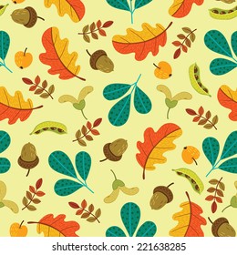 Autumn seamless pattern with leaves. Vector pattern.