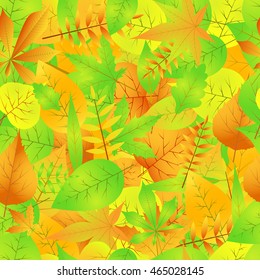 Autumn seamless pattern with leaves vector EPS 10.