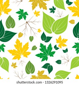 Autumn seamless pattern with leaves vector.Beautiful natural endless background.spring background.design inspiration