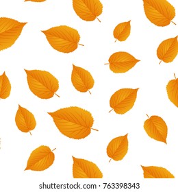 Autumn seamless pattern of leaves. Yellow leaf. Season banner. Nature background. Vector design illustration.