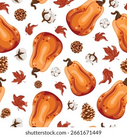 Patrón inconsútil del otoño de calabazas naranjas redondas largas en estilo de la historieta, para los diseños del otoño, los patrones o las tarjetas